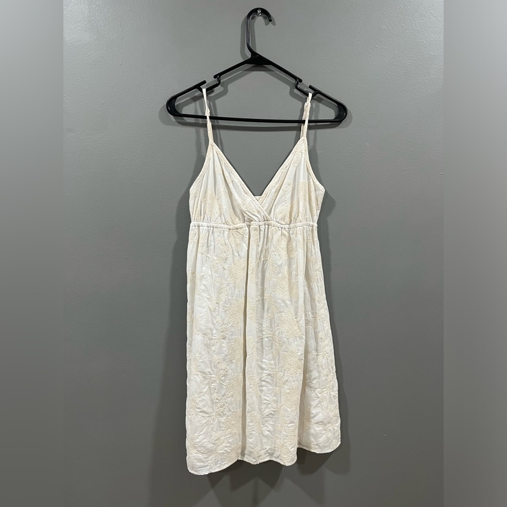 Mossimo Supply Co. Cream Babydoll Style Dress with Floral Embroidery